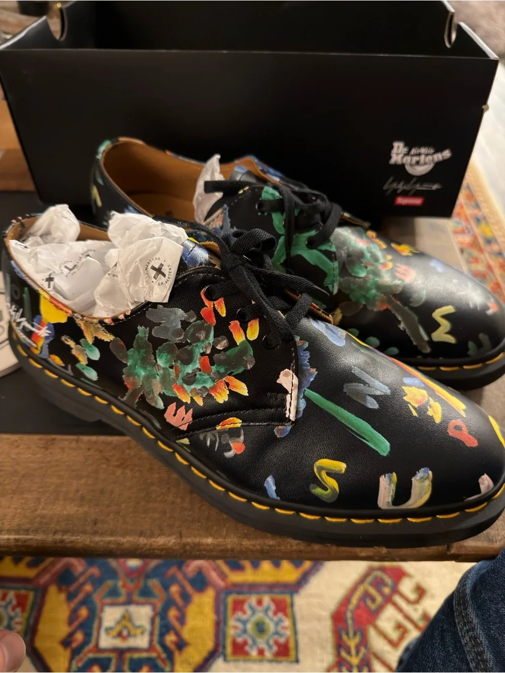 Supreme Black Multicolor Painted Lace-Up Shoes